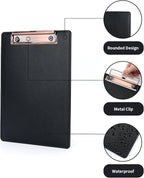 A5 Clipboard,3 Pack PU Clipboards with Hanging Hole for Office,School or Restaurant,Black