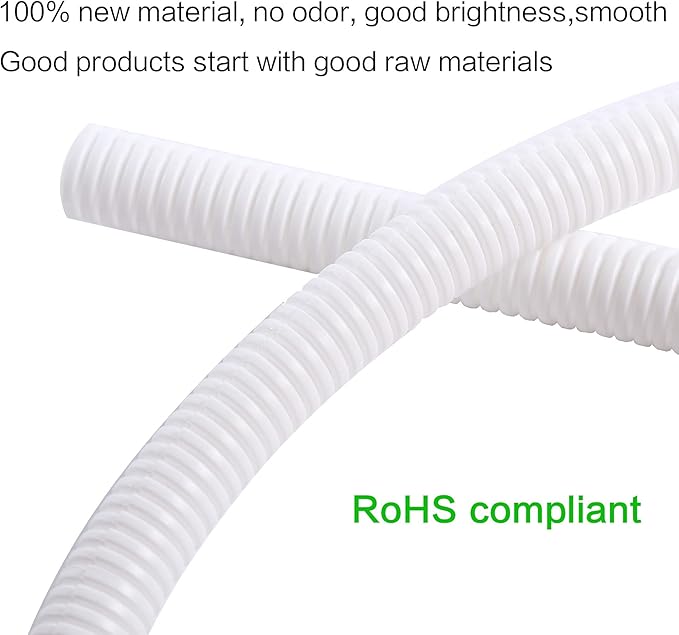Alex Tech 50ft - 1 inch Split Wire Loom Tubing - White