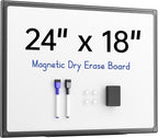 VUSIGN 24'' x 18'' Magnetic White Board for Wall, Dry Erase Board with Black Aluminium Frame, Hanging Whiteboard for Home, School,Office - Accessories Included