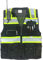 Men's Black Series Safety Vest with Zipper and Utility Pockets (Medium, Black)