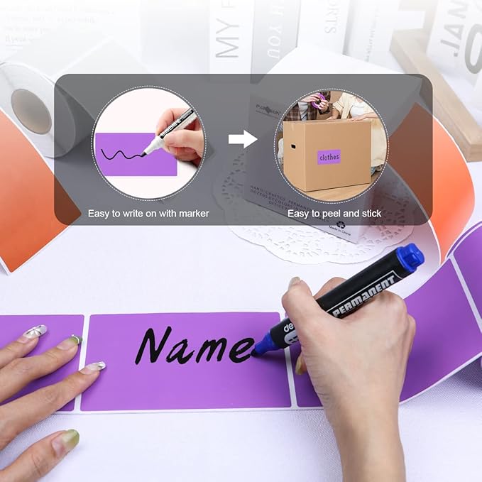PARLAIM 3 X 5 Inch Rectangle Adhesive Color Coding Stickers,Square Purple Inventory Stickers -250 Per Dispenser Box（Purple）