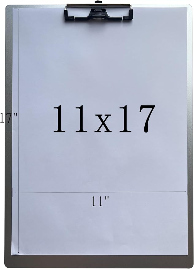 11x17 Metal Clipboard with Pen Holder,Contractor Heavy Duty A3 Size Aluminum Clipboards,Large Drawing Board with 304 Stainless Steel Clips