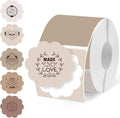 Ctosree 500 Pcs/ 1 Roll Thermal Sticker Labels Self Adhesive Direct Thermal Labels Multipurpose Printer Stickers for DIY, Name Tag (Flower,2 Inches,Brown Gradient)