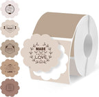 Ctosree 500 Pcs/ 1 Roll Thermal Sticker Labels Self Adhesive Direct Thermal Labels Multipurpose Printer Stickers for DIY, Name Tag (Flower,2 Inches,Brown Gradient)