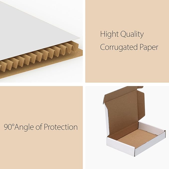 RLAVBL 6x4x1 Shipping Boxes Set of 50, White Small Corrugated Cardboard Box, Mailer Box