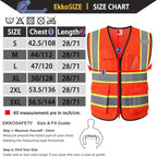 Safety Vest for Men Women Reflective with 5 Pockets and Zipper Front Mesh High Visibility Vest Hi Vis Construction Work Vest,Meets ANSI/ISEA Standards(EK175-Orange-S)