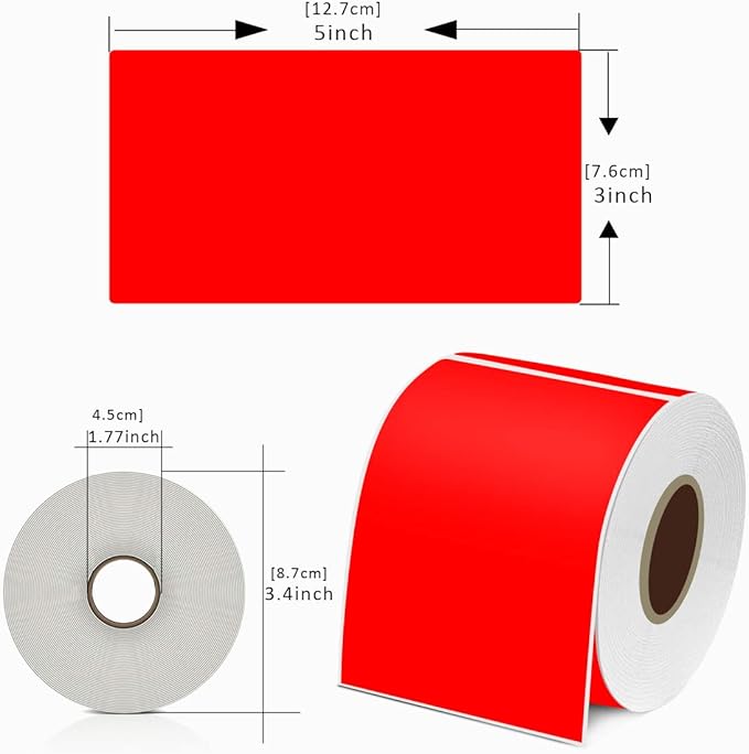 PARLAIM 3 X 5 Inch 250 Per Roll Rectangle Inventory Color Coding Labels,Roll Square Label Stickers for Home Red