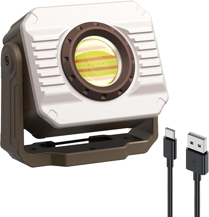 Smiling Shark Portable Working Lights, 5000mAh Rechargeable LED Work Light Dimmable 3 Light Mode with SOS Strobe 360°Rotatable Magnetic COB Worklight Job Site Lighting for Garage Repair Camping Hiking