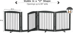 Freestanding Dog Gate with Door, Pet Gate for Stairs, 80 inch Wide Pet Barrier Indoor, Dog Fences Indoor, Support Feet Included, 4 Panels, 24" Tall, Grey