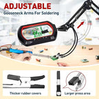 12X Large Desk Magnifying Glass with Light, Extra-Long Arm Rectangular Magnifying Lamp with 4-Way Clamp, 5 Color Dimmable LED Lighted Magnifier for Crafts Soldering Workbench Reading Sewing