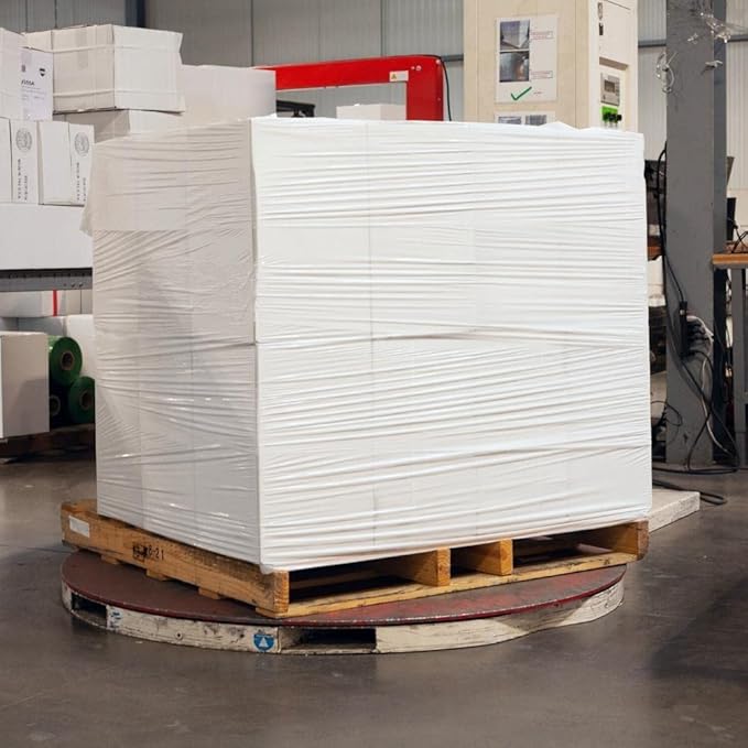 PSBM White Stretch Wrap, 1 Pack, 15 Inch x 1500 Feet, 80 Gauge, Plastic Cling Dark Color Hand Stretch Film Rolls for Packaging Moving Packing Pallets