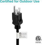 Clear Power 50ft Oil Resistant Heavy Duty Extension Cord 14/3 SJTOW, 3 Prong Grounded Plug, 15-Amp Power Cord for Farms and Ranches, Black, DCOC-0083-DC