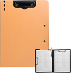 Clipboard Folder, A4 Foldable Clipboard with Horizontal and Vertical Double Metal Clips, 360 Degree Foldable Binder Clipboards with Pen Holder, File Cover Work Folder Clipboards, Orange