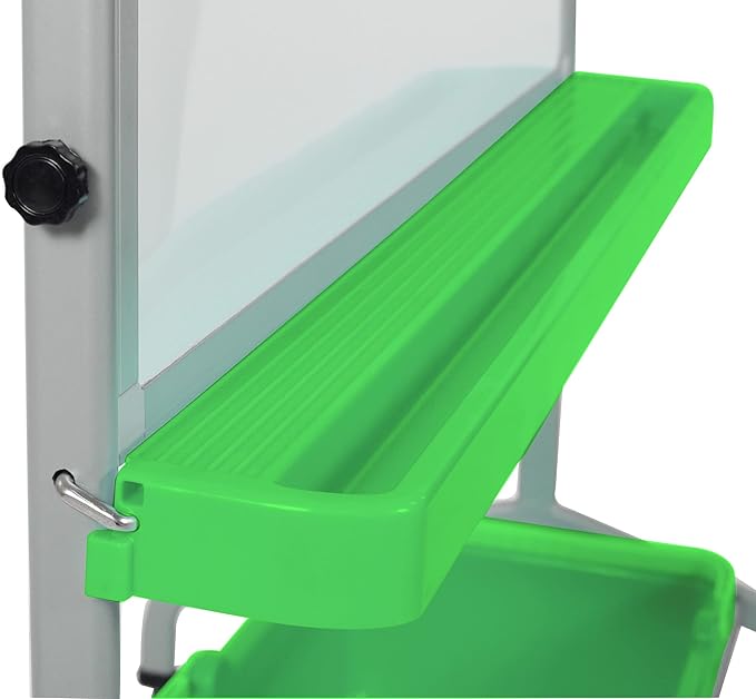 Stand Up Desk Store Mobile Whiteboard and Flipchart Easel with Storage Bins and Chart Hooks