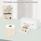 3 X 5 Inch Printable Waterproof Rectangle Color Coding Labels, 300 Per Roll Adhesive Color Coding Stickers for Bar-Codes, Address, Small Business Labeling, Light Brown