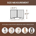 2 Panels Full Metal Freestanding Dog Gates, 40” W x 24” H Folding Pet Gate Fence with Support Feet for Indoor,Stairs, Hallways and Doorways(Black)