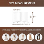 2 Panels Full Metal Freestanding Dog Gates, 40” W x 24” H Folding Pet Gate Fence with Support Feet for Indoor,Stairs, Hallways and Doorways(White)