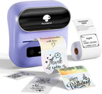 Phomemo M220 Label Maker, Bluetooth Thermal Label Maker Machine for Barcode, Address, Home, Mailing, Small Business,Clothing, Portable Wireless Printer with 1 Rolls Label, Purple