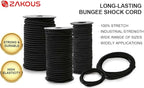 Strong and Durable Bungee Cord Roll - 3/16" x 100ft Elastic Cord, Kayak Stretch String Rope, Bungee Shock Cords for Repairing Tent Poles, DIY, Tie Downs, Black