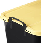 Life Story 6 Pack Heavy Duty Stackable Storage Bin, 55 Quart Home Organizer, Versatile Lightweight Locking Bins with Carrying Handles, Black/ Yellow