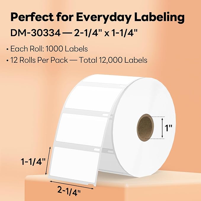 Compatible DYMO 30334 (2-1/4" x 1-1/4") Direct Thermal Multipurpose Labels, Barcode/FNSKU Address Stickers Replacement for DYMO LabelWriter 450, 4XL, Rollo, Zebra (12 Rolls / 12000 Labels), TRSTGIX