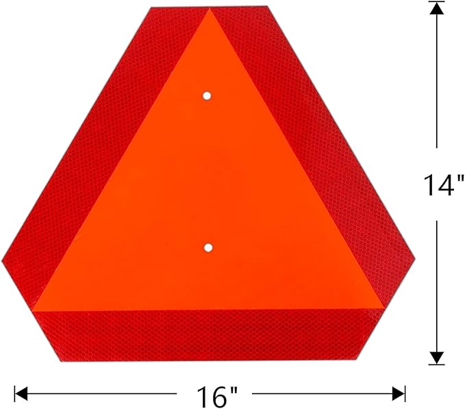 2PACK Reflective Slow Moving Vehicle Sign,Slow Moving Vehicle Triangle - 14"x16" 80 Mil thick Engineering Grade Plastic SMV Sign for Tractor,Golf Cart,Farm Equipment, UTV, Easy Installation