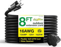 Go Green Power Inc. (GG-13708BK) 16/3 SJTW Outdoor Extension Cord, Black, 8 ft