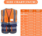 A-SAFETY High Visibility Mesh Safety Reflective Vest with Pockets and Zipper,Hi Vis Viz Reflective Safety Vest(Orange&Navy Mesh M)