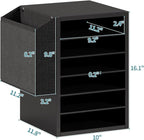 Literature Organization Paper Storage Slot, Office Desk File Organizer, Desktop Wood Mailbox For Teacher Classroom, 6 Tier Adjustable Countertop Mail Sorter, Mailboxes With Name Slots, Black