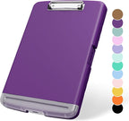 Plastic Clipboard with Storage, 8.5 x 11 Storage Organization Box Side-Opening, Heavy Duty Clip Board with Pen Holder and Paper Folder for Nurses, Teachers, Office & School Supply, Dark Purple