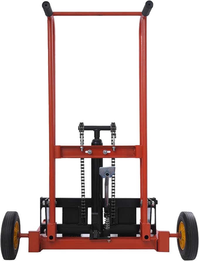 Hydraulic Material Lift 450 lbs Capacity, 36 Inch Lift Height Manual Stacker with 9" Casters, Mobile Hand Pallet Truck Lift Winch Stacker for Workshops, Warehouses, Factories, Homes