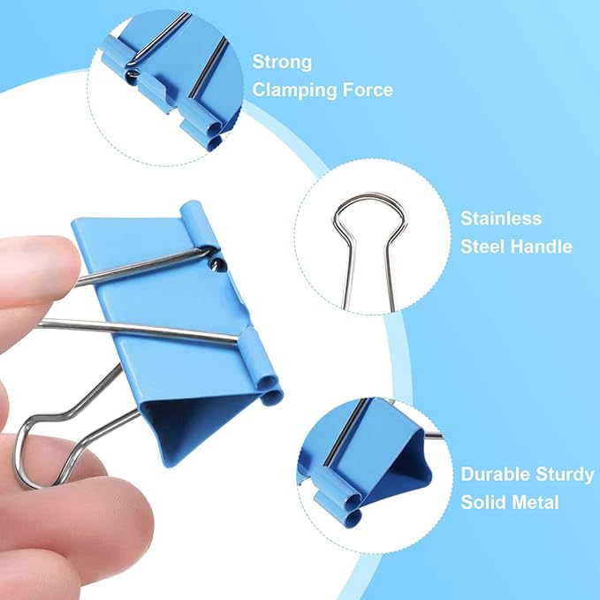 Binder Clips Assorted Sizes, 140 PCS Colored Binder Paper Clips Office Clips Office Supplies Desk, 4 Sizes Cute Binder Clips Large Medium Binder Clip Small Paper Clips Medium Paper Clamps (Colored)