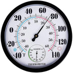 Indoor Outdoor Thermometer Hygrometer, Lirches Outdoor Thermometer Large Numbers, Decorative Outdoor Thermometers for Patio, No Battery Needed Wall Thermometer Round 10" in Diameter