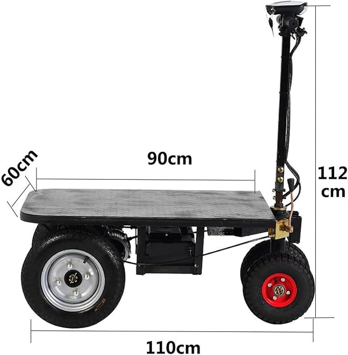 Electric Flatbed Durable Heavy Duty Steel Flatbed Cart Folding Hand Cart 600kg Capacity Reinforced Hand Truck for Warehouse Logistics Construction