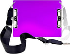 Aluminum Metal Clipboard with Detachable Adjustable Shoulder Strap A4 Double Clip Board Stainless Hangable w/Pen Holder Letter 9" x 12.6" for School Office Business Factory (Purple-with Strap, A4)