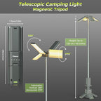Telescopic Camping Lights with Remote Control,14000 mAh Rechargeable,6000LM Led Lanterns with Memory Function, Dimmable Magnetic Job Work Light,Tent Lamp,Portable Power Supply IPX5 (Space Gray)