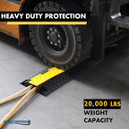 Kable Kontrol Atlas Cable Protector Wire Ramp - 2 Channel Bulk Wholesale Pallet - 10 Pcs - 39" Long Black & Yellow - 20,000 Lbs Load Capacity - Rubber Speed Bump Wire Protector Cord Cover - CP9972