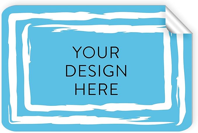 100 Custom Vinyl Stickers - Upload Your own Image, Text, Design, Logo - Personalized Logo Labels for Handmade, Packaging, Bottle, Jars, Candle, Brand Stickers (Blue Swirls, 5x3)