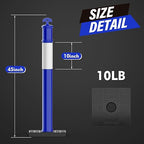 RoadHero 45 Inch Delineator Post with Rubber Base, Heavy Duty Blue Traffic Delineator Posts Cones with Reflective Collars for Parking Lots, Road Safety, Construction Events 3 Pack