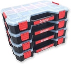 Taytools 17 Compartment Large Parts Organizer Box - Dual Latch Portable Tool Box with Removeable Dividers for Storing Hardware, Screws, Bolts, Nails, Beads or Jewely