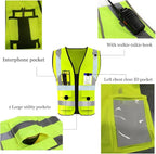YOWESHOP High Reflective Visibility Safety Vest with Pockets and Zipper Custom Your Logo Safety Workwear