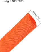 MECCANIXITY Braided Cable Sleeves Heat Shrinkable Fabric Sleeving, 5/8" 33ft Orange 2:1 Ratio Heat Shrinkable Cord Protector for Harness Cable, Network Cable Protection, Cable Management