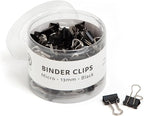 U Brands Binder Clips, Micro 1/2-Inch Width, 1/5-Inch Paper Holding Capacity, Black and Silver Steel, 100-Count - 650U08-24