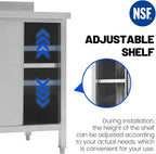 Hally Stainless Steel Cabinet, 24" x 60" NSF Commercial Heavy Duty Prep Workbench with Backsplash and Two Sliding Doors, Large Storage Cabinet, Metal Table for Kitchen, Restaurant, Garage