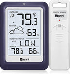 Indoor Outdoor Thermometer Wireless Weather Station, Temperature Humidity Monitor Battery Powered Inside Outside Thermometers with 330ft Range Remote Sensor and Backlight Display (Purple)