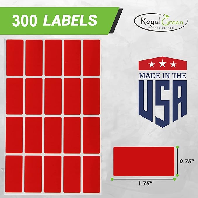 Royal Green Colored File Stickers 1.57 inch x 0.75 inch - Orange Color Code Label Rectangular (40 mm x 19mm) 300 Pack