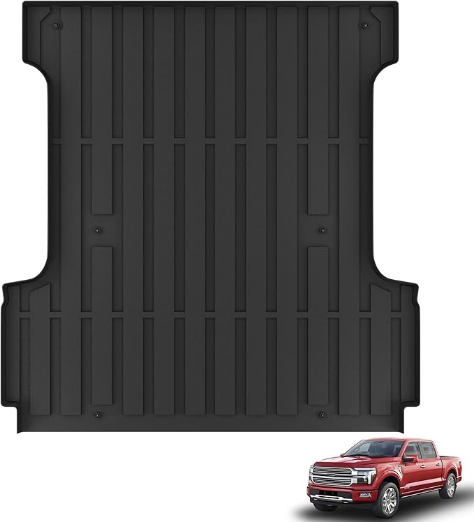 KARPAL Truck Bed Mat Fit 2015-2025 Ford F150 & Lightning 5.5FT Bed (Not Fit 6.5FT/8FT Bed) All Weather TPE Custom Fit F150 Accessories Pickup Cargo Mat