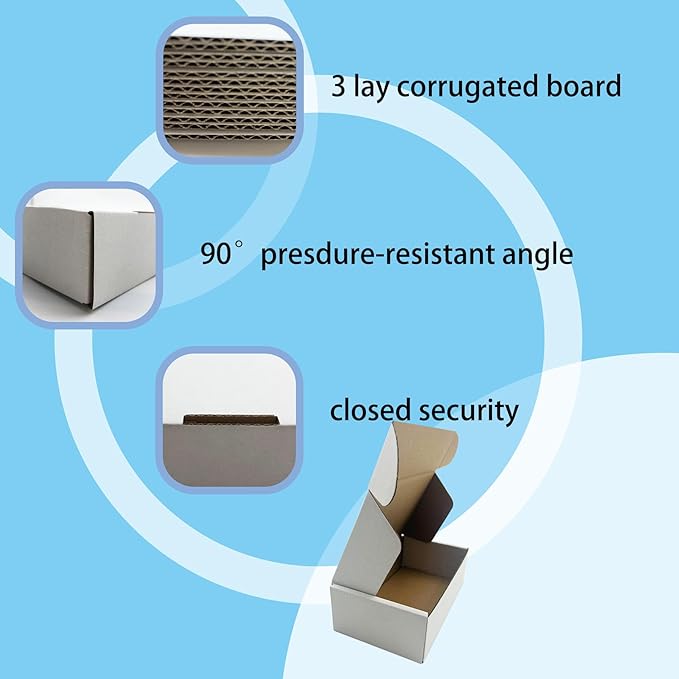 7x4x2 inch Shipping Boxes, White Corrugated Cardboard Box Literature Mailing Shipping Packaging Recyclable Storage Boxes and Craft Gifts Giving Products Business White Box Set of 25 (7''x4''x2'')