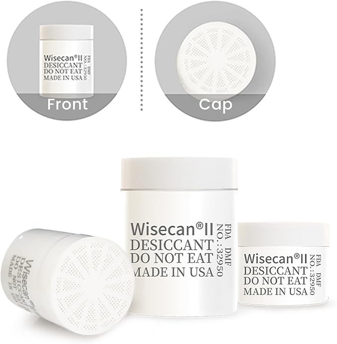 2 Gram 80 Pack Silica Gel Canister, Desiccant Canister, Silica Gel Capsules, Desiccant Capsules, Moisture Absorbers for Food Storage, Food Safe Dehumidifiers Wisecan