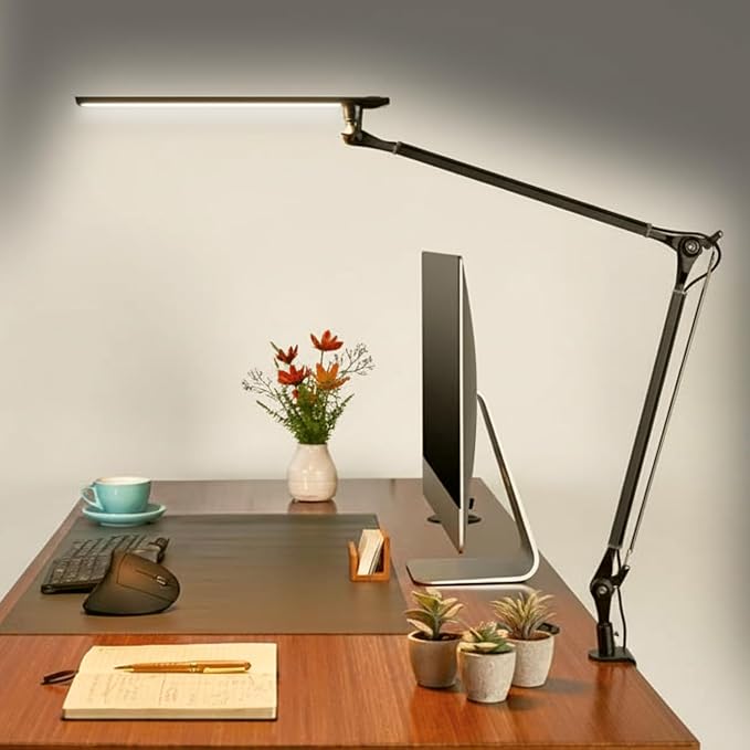Uplift E7 LED Desk Lamp with Clamp - Black Lamp and Base
